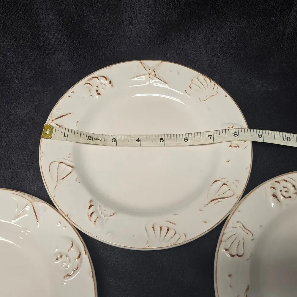 Thomson Hampton Seashell Starfish Embossed 3D Pattern Dinner & Dessert Plate Set
